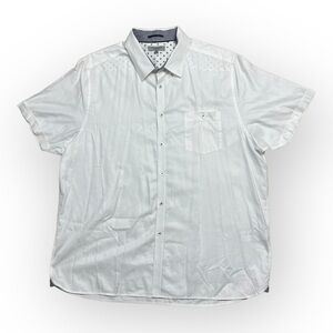 Ted Baker London Mens Short Sleeve Linen Button Down Shirt White Size 7